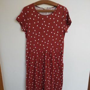 Boden Polkadot Rust Maxi Dress